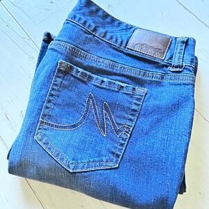 Maurice's Women's‎ Blue Denim Jeans Size 11/12 Long Flare Leg Dark Wash